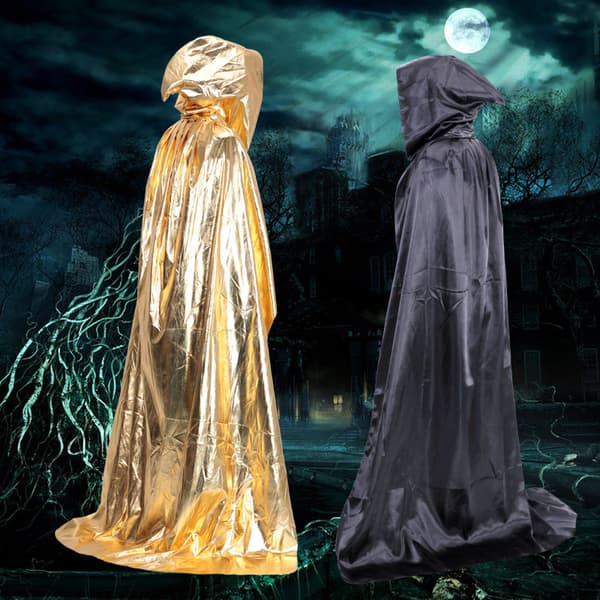 Kappe med hette Halloween trollmann hette kappe full lengde kappe for kvinner