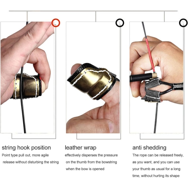 Tumring Bågskytte Fingerskydd, Läder Mässing Båge Fingerskydd Justerbar Tjockare Skyttehandske för Hästbåge Recurve Båge