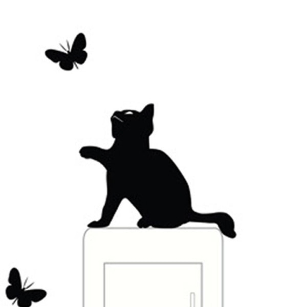 Katt Fanger sommerfugl Silhouette Lysbryter-klistremerke Morsomt dyr Vi