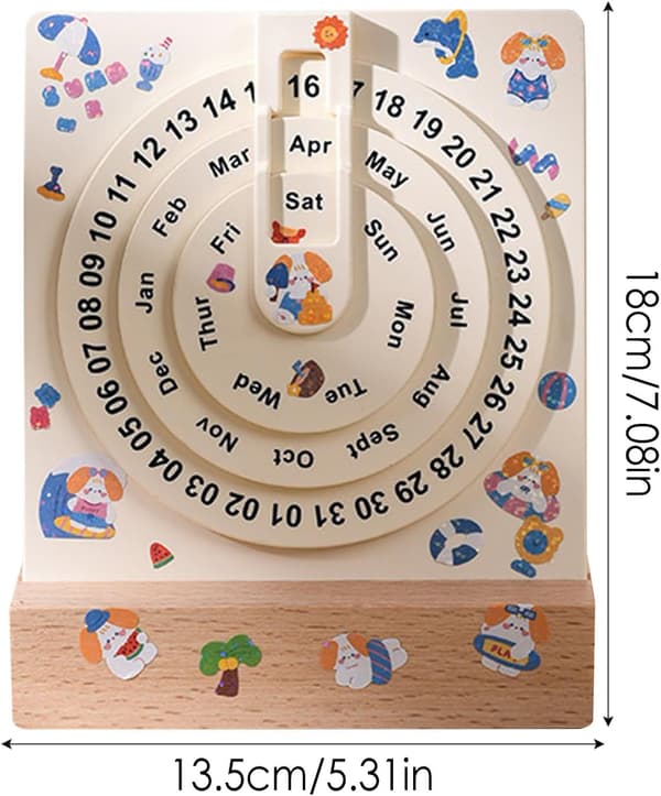 Evighetskalender cirkulär, 5 tum kalender roterande evighetskalender