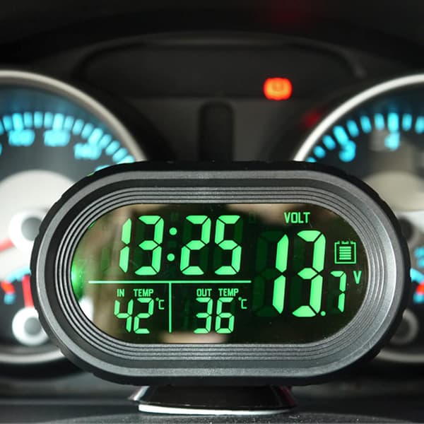 Auton 9V LCD-valokello, auton lämpömittari digitaalinen kello autoajoneuvot