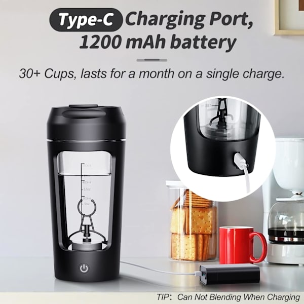 Elektrisk proteinshakerflaska, mixerflaskor för kaffe, mjölk, choklad