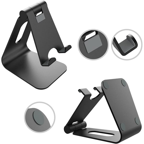 Mobiltelefonholder Mobiltelefonholder Mobiltelefonholder Skrivebords lat holder Tablet telefonholder Aluminiumlegering Kompatibel med alle mobiltelefoner Skrivebord telefonholder svart 7*8*10CM