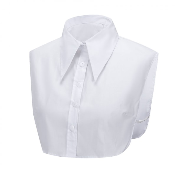 Falsk krave aftagelig bluse, hvid stand vintage halvskjorte, aftagelig