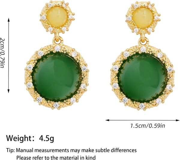 Forgyldte Rhinestone Smaragd Statement Ørestikker til Kvinder, Elega