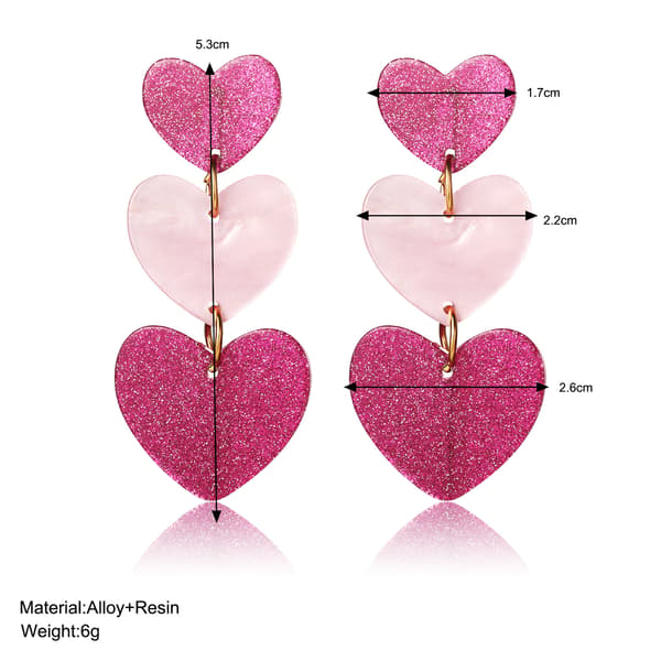 Pink Øreringe til Piger, Hjerte Øreringe Dangle Pink Hjerte Øreringe Røde