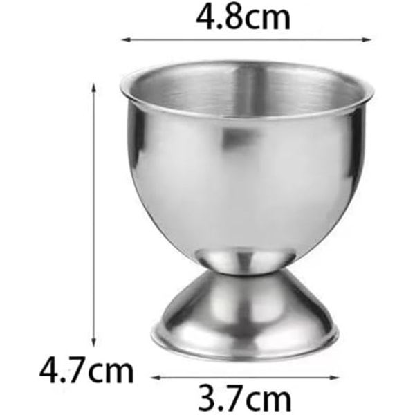 Set med 4 äggkoppar i rostfritt stål - För små ägg - Silver