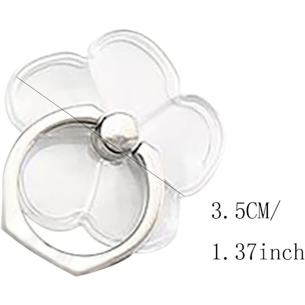 2-pack genomskinliga blommiga mobiltelefonringar 360 graders rotation genomskinlig glitter