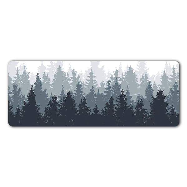 Spillmusematte med skogsbakgrunn, utvidet musematte, bordmatte, sklisikker gummimusematte, sydd kant, tynn matte (800*300*3mm) - Tre