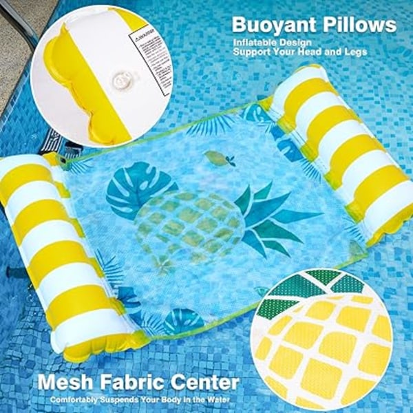 Pool Hammock Set - Set med 2 uppblåsbara poolflottörer för vuxna 4 i 1 Versa