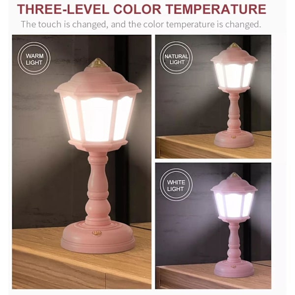 Skrivebordsdekor Retro Lampe - USB-lading Bordlampe Mini Gatelamper Desi