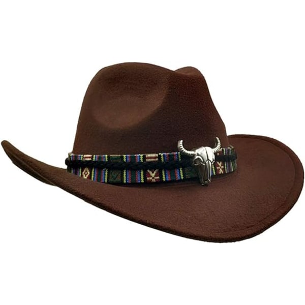 Leveälierinen miesten ja naisten Western Outback Cowboy -hattu, jossa Metal Bull H