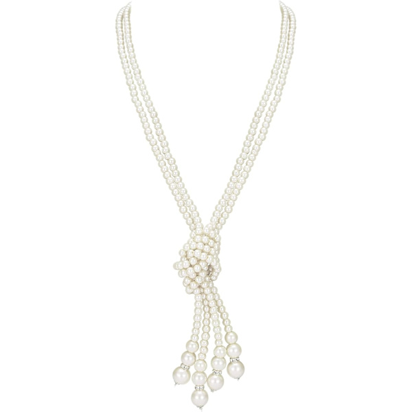 Långt pärlhalsband Faux Pearls Halsband Set Pärlhalsband 1920-tals Gatsby Kostymsmycken