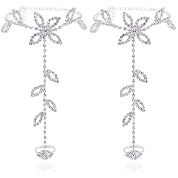 Flower Diamond Feet Chain (Pair) Wedding Women's Barefoot Feet Chain B