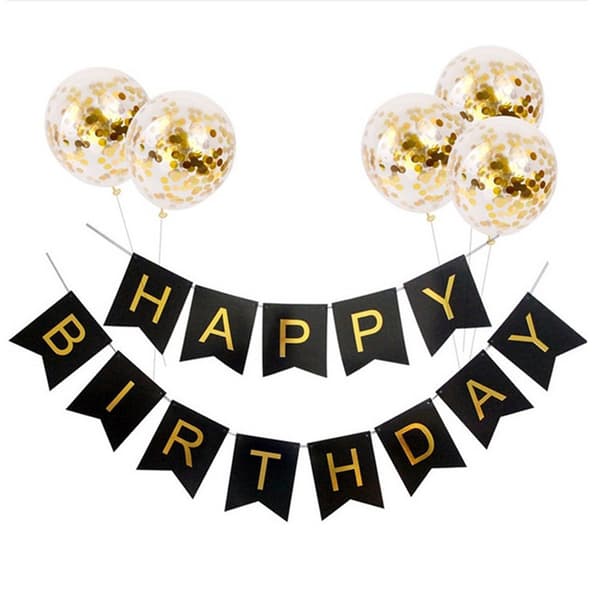 Happy Birthday Flag Pulling Sequin Balloon Set (platin), Festdekoration