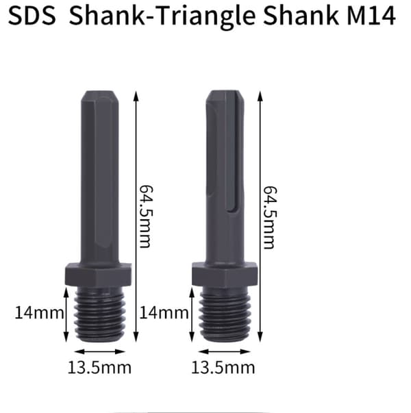 2-pak M14 utvendig gjenge diamantboradapter, SDS Plus og trekant Sh