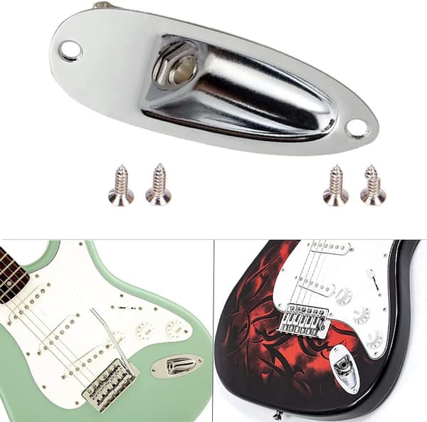 1 stk. Boat Style 1/4\" Loaded Guitar Pickup Output Jack Plug Socket plade