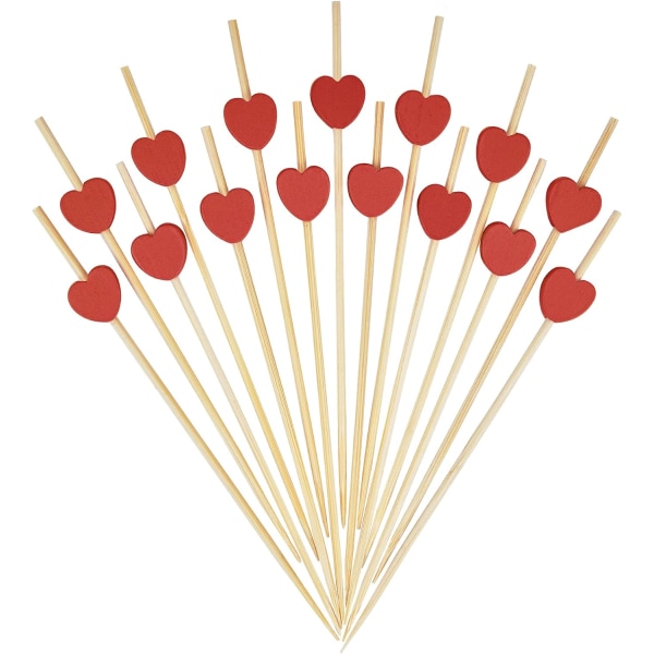 Red Heart Fancy tandstikkere til appetitvækkere Søde bambuscocktailplukke W