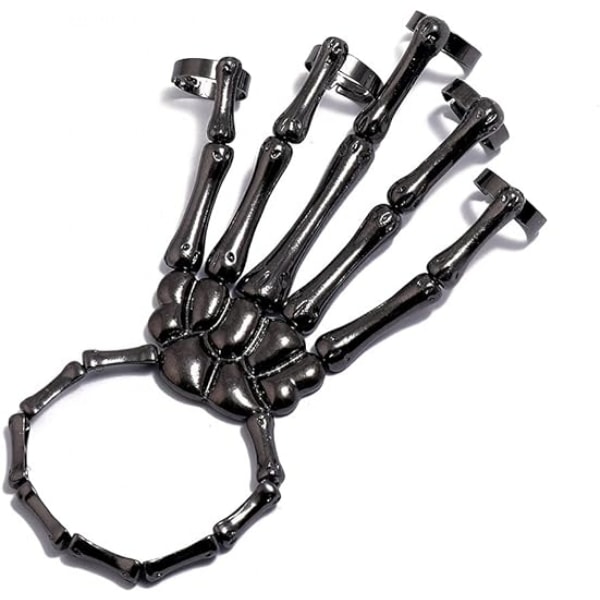 Gothic Punk Metal Skull Skeleton Armband Ring Överdriven benfog