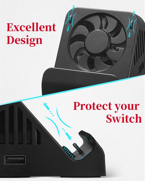 Switch Dock, TV-projektionsopladningsdock til Switch, køleventilator Kompakt 4K HDMI-adapter, bærbar Switch-opladningsstativ, Switch-dockingstation USB 3.0