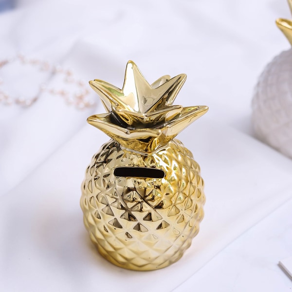Keramisk ananas Sparegris Pengespareboks Creative Gold Pineapple