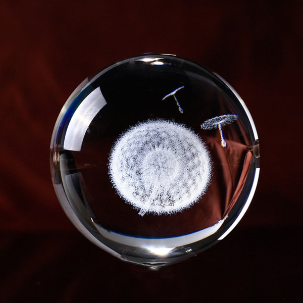 6cm3d Maskros Kristallkula Papper Vikt Lasergraverat Glas Dandeli