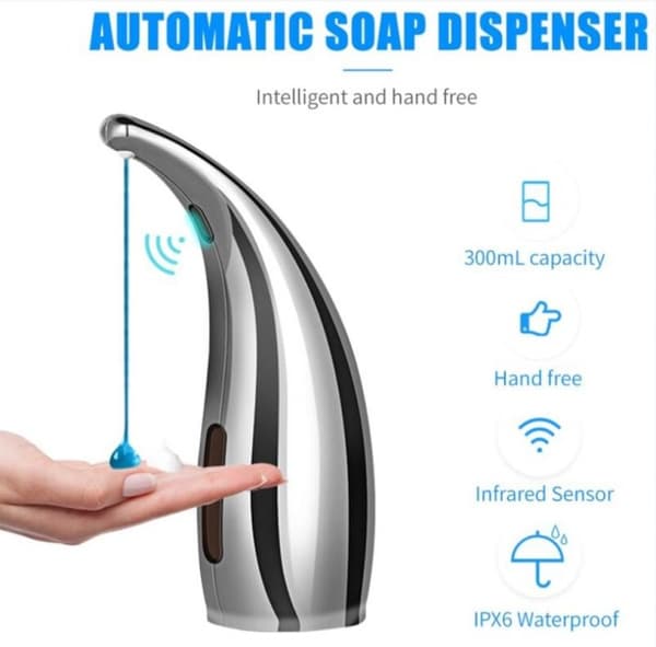 300 ml Automatisk Sæbedispenser til Badeværelse Infrarød Berøringsfri Sæbedispenser 【Sølv】