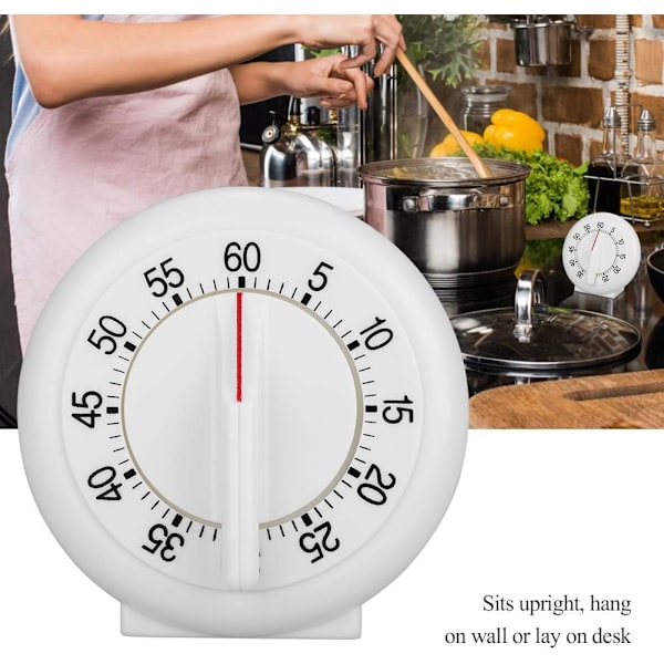60 minutters mekanisk køkkentimer - Analogt rundt formet madlavningstimer