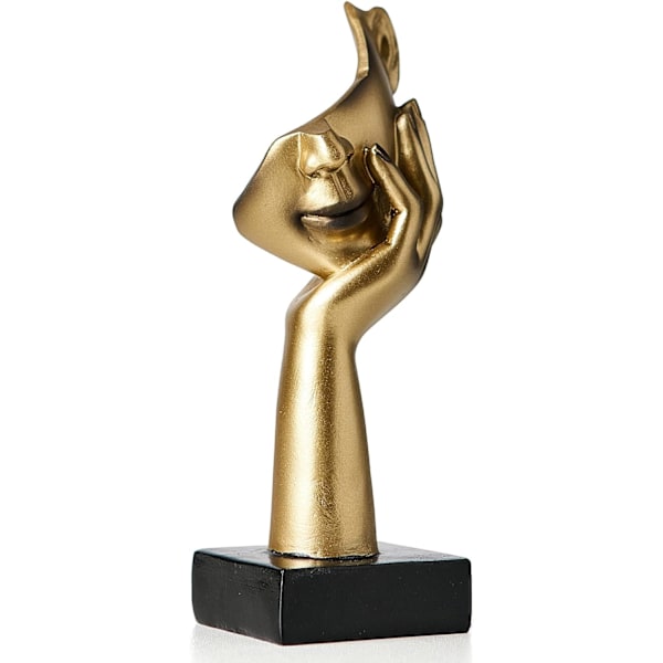 Gull Dekor Kunst Kvinne Ansikt Statue, 6.4\" H Tenker Statuer for Hjemmedekor