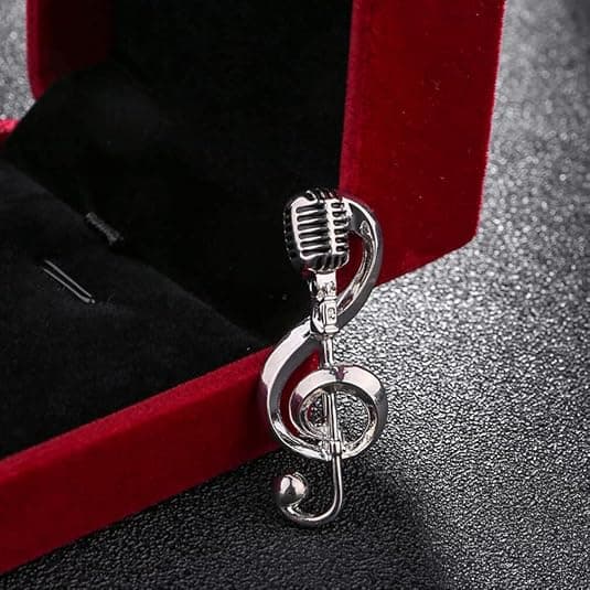 Mikrofon Musik Note Brosche Pin Mikrofon Form Broscher, Sølv