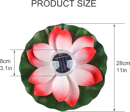 4 stk. Flydende Lotus Lampe til Dam, Solcelle Sensor Lamper, Udendørs Vand