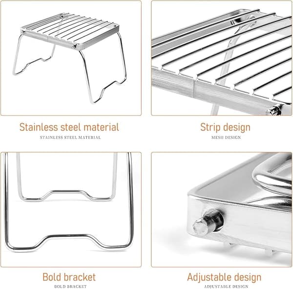 Campfire Grate, Transportabel BBQ Grate, 17CM Fällbar Grate, Ideal fo