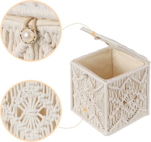 Serviettboksdeksel Boho Decor Kvadratisk Papirserviettholder med Spenne