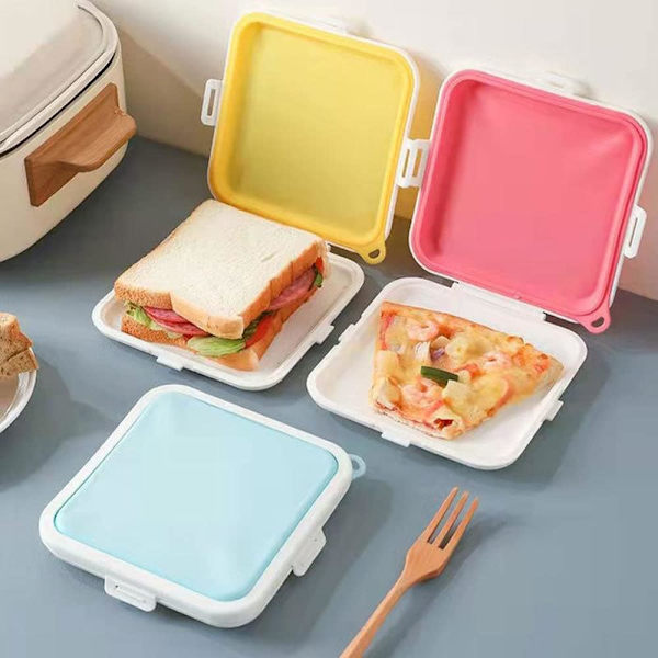 3 stk. Genanvendelige Silikone Sandwichposer til Børn - Lækagesikre, Nemme at Bære Beholder til Picnics, Skole, Kontor og Rejser
