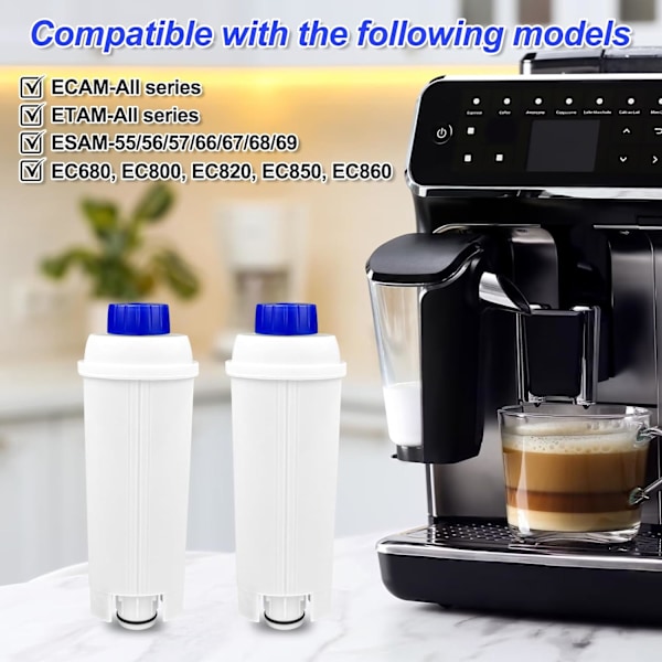 2 stk. vandfiltre, kompatibel med DeLonghi DLSC002, ECAM, ETAM, Seri