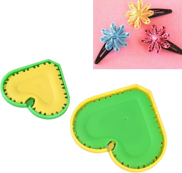 Blomstermakersett, 4 stk. Blomstermakerplater Hjerteformet Stoffblomst M