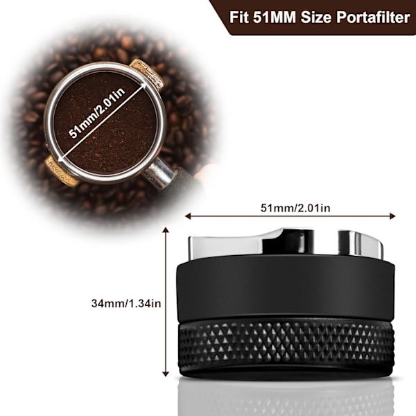 51 mm kaffedistributør, 51 mm stamper, 304 rustfrit stål presset klud pulver kaffestamper til espressomaskiner