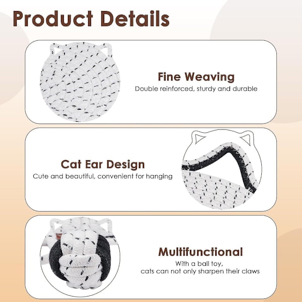 Kissan naarmuuntamatto, luonnollinen puuvillaköysi kissan naarmuuntamatto, 42 cm pyöreä vaakasuora lattiakissan naarmuuntamatto leluille