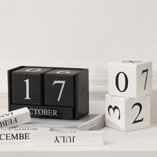 Træevig kalender terning kalender træblok måned dato display
