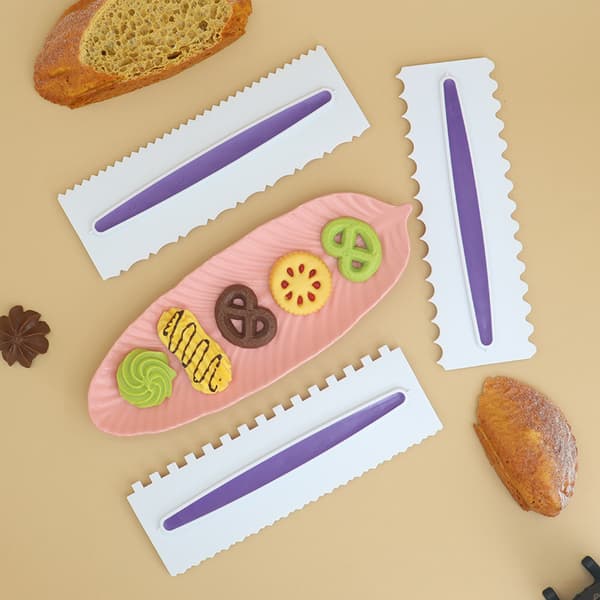 Frosting Smoother, Harmless Plastic Cake Scraper Comb, Food‑Grade 3Pcs