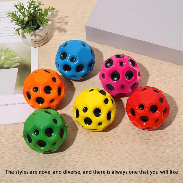 6PCS Space Ball Bouncy Balls Hög elasticitet Hålboll Mini Studsboll Leksak Space Ball med extremt hög studs Studsbollar