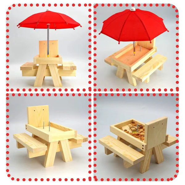 Ekornmater, Wooden Ekorn Bird Piknikbord Mater med paraply