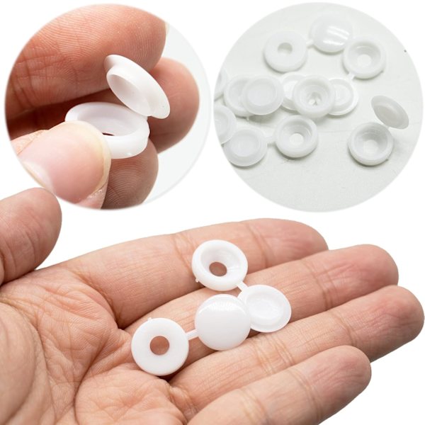 100 stk 1,35 cm plastskrudeksel, dekorative trykknappskrudeksel for