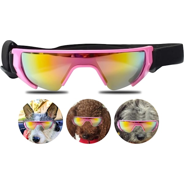 Hunde Goggles, Øjenbeskyttelse (Ny Version) Solbriller Vandtætte Vindtætte UV-beskyttelse til Mellemstore Hunde (Pink)