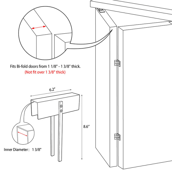 Metal Bifold Dør Lås - Dobbelt Dør Børnesikkerhedslåse Hold Småbørn,