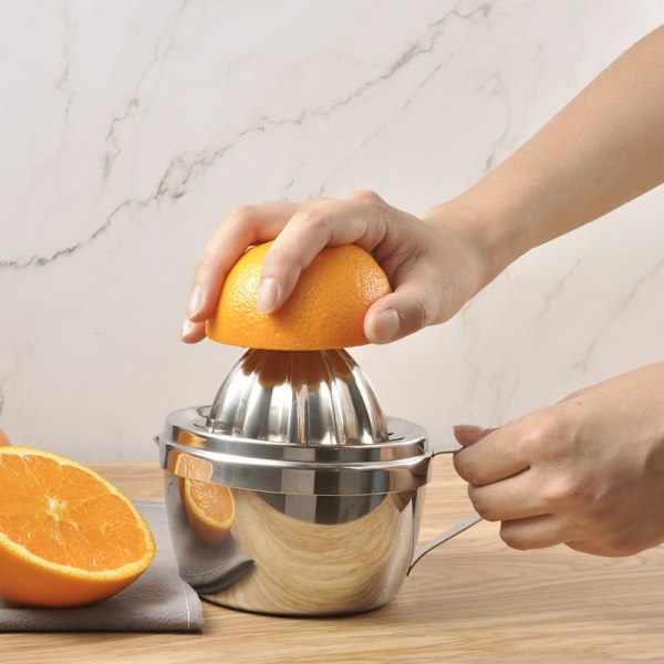 Manuel Citruspresse i 304 Rustfrit Stål, Robust Citron Appelsin Grapefrugt Presser Saft Ekstraktor, Opvaskemaskine Sikker