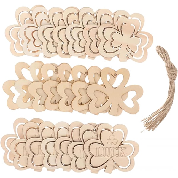 Uferdige treshamrock, 30 stk. St. Patrick's Day Openwork Shamrocks