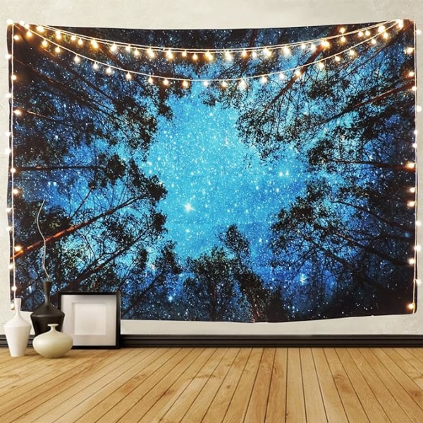 Forest Starry Tapestry Väggbonad Forest Galaxy Tapestry  Vintergatan