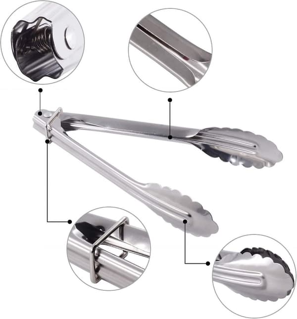 Mini rustfrit stålserverings tang lille tang (7-tommer 3 stk)