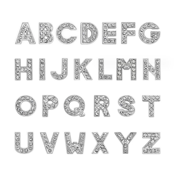 1 sæt, 26 stk A-Z Full Rhinestones 8 mm dias alfabetbogstaver til DIY Sli